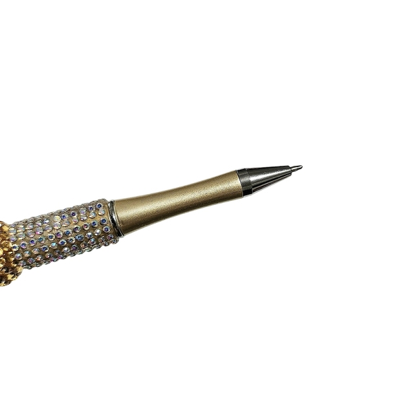 Fashion Fancy Bling Elephant Rhinestones Custom Beaded Ballpoint Twist Pen Gold - Picture 5 of 8